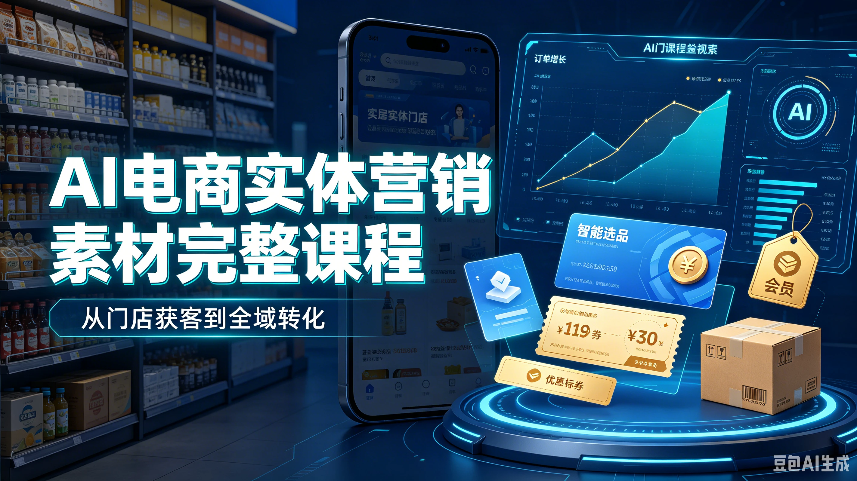 【精】AI电商实体营销素材完整课程,从门店获客到全域转化 - 创业吧创业吧,副业网,副业项目,网创项目,创业项目,赚钱平台,免费项目分享,手机搬砖,无货源电商,抖音工具箱,搬砖项目,网络赚钱,AI短剧,AI动漫制作创业吧
