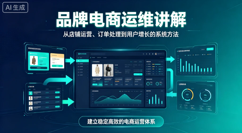 品牌电商运维讲解，从店铺运营、订单处理到用户增长的系统方法 - 创业吧创业吧,副业网,副业项目,网创项目,创业项目,赚钱平台,免费项目分享,手机搬砖,无货源电商,抖音工具箱,搬砖项目,网络赚钱,AI短剧,AI动漫制作创业吧