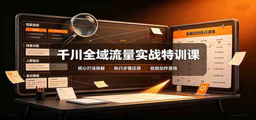 千川全域流量实战特训课：拆解全域投放实操核心打法 - 创业吧创业吧,副业网,副业项目,网创项目,创业项目,赚钱平台,免费项目分享,手机搬砖,无货源电商,抖音工具箱,搬砖项目,网络赚钱,AI短剧,AI动漫制作创业吧