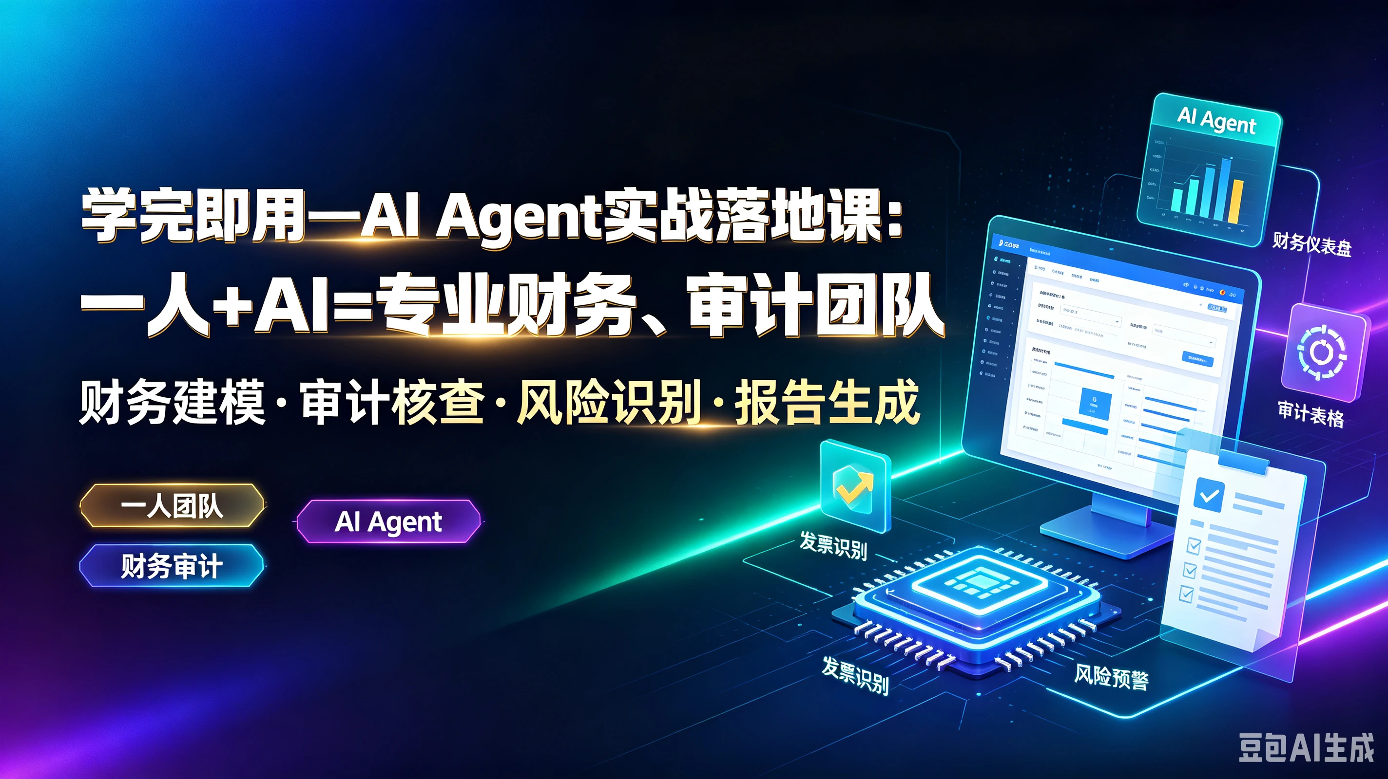 【精】学完即用一AlAgent实战落地课:一人+AI=专业财务、审计团队,财务建模·审计核查·风险识别·报告生成,一人团队、Al Agent、财务审计 - 创业吧创业吧,副业网,副业项目,网创项目,创业项目,赚钱平台,免费项目分享,手机搬砖,无货源电商,抖音工具箱,搬砖项目,网络赚钱,AI短剧,AI动漫制作创业吧