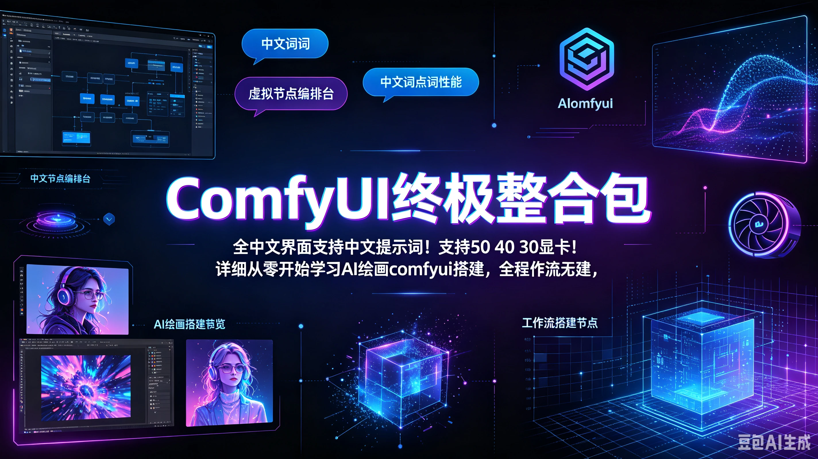【精】ComfyUI终极整合包全中文界面支持中文提示词！支持50 40 30显卡！详细从零开始学习AI绘画comfyui工作流搭建，全程干货无废话创业吧,副业网,副业项目,网创项目,创业项目,赚钱平台,免费项目分享,手机搬砖,无货源电商,抖音工具箱,搬砖项目,网络赚钱,AI短剧,AI动漫制作创业吧