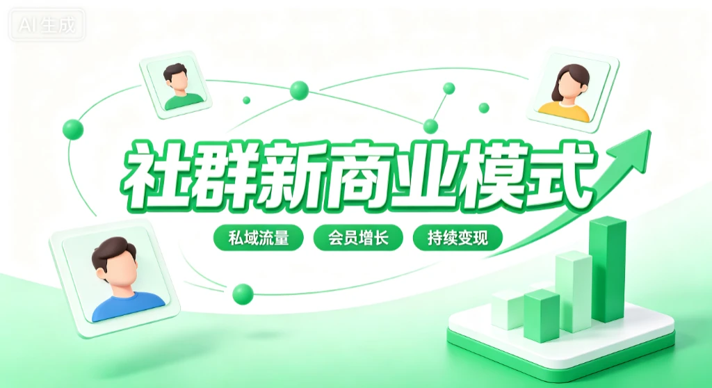 【精】社群新商业模式，从流量到留量的增长系统，私域流量、会员增长、持续变现创业吧,副业网,副业项目,网创项目,创业项目,赚钱平台,免费项目分享,手机搬砖,无货源电商,抖音工具箱,搬砖项目,网络赚钱,AI短剧,AI动漫制作创业吧