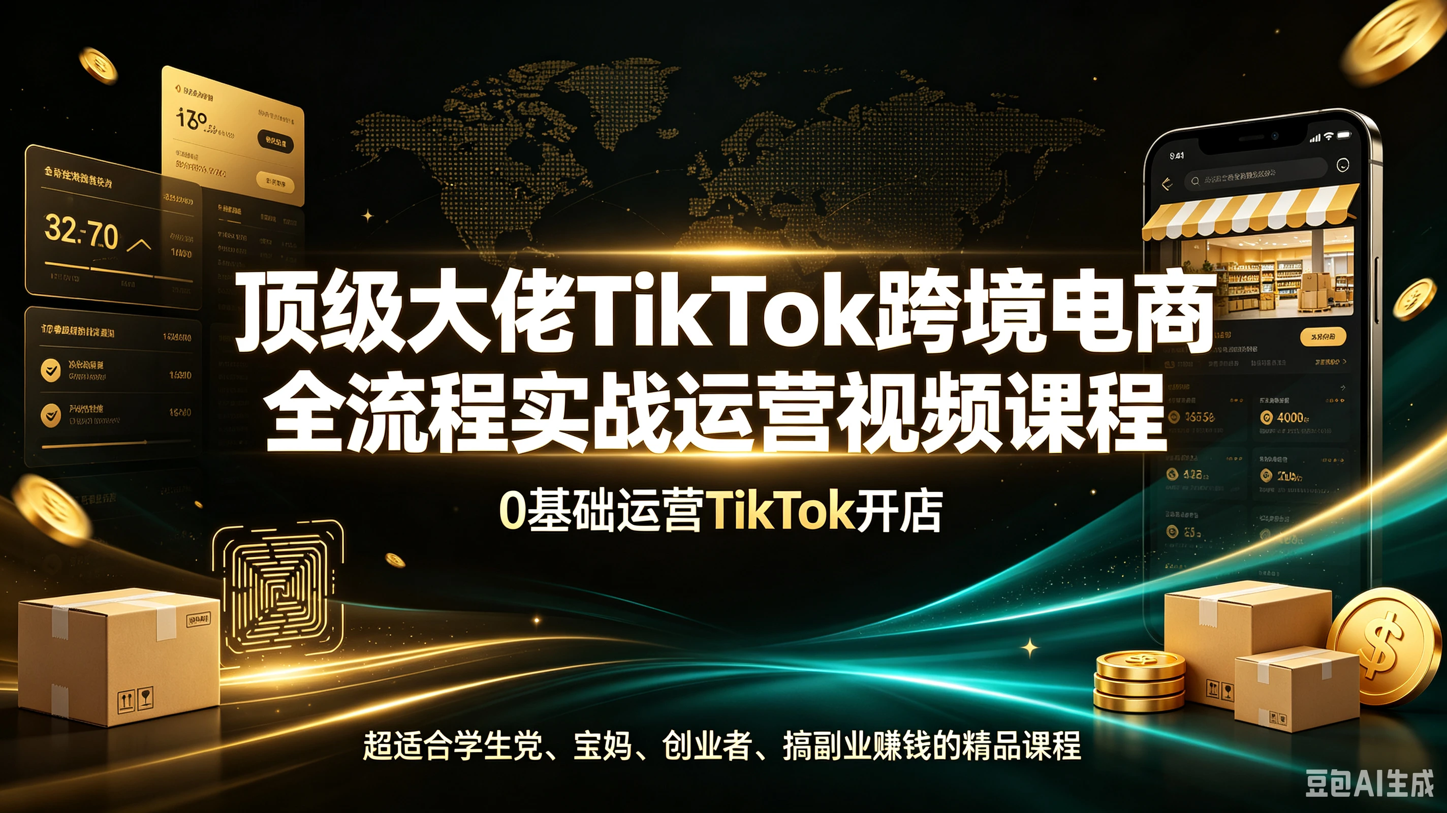 【精】顶级大佬TikTok跨境电商全流程实战运营视频课程，0基础运营TikTok开店，超适合学生党、宝妈、创业者、搞副业赚钱的精品课程创业吧,副业网,副业项目,网创项目,创业项目,赚钱平台,免费项目分享,手机搬砖,无货源电商,抖音工具箱,搬砖项目,网络赚钱,AI短剧,AI动漫制作创业吧