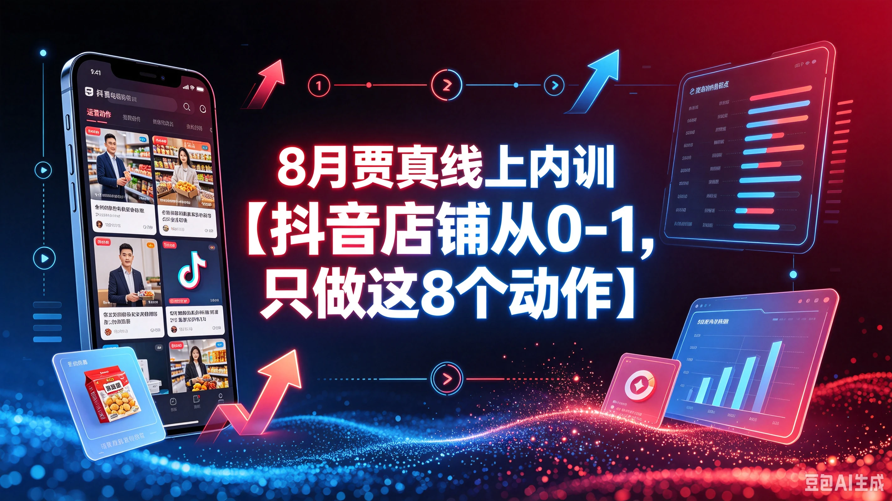 【精】抖音店铺8月内训实战课：店铺从0-1冷启动，八大核心动作高效起店教学创业吧,副业网,副业项目,网创项目,创业项目,赚钱平台,免费项目分享,手机搬砖,无货源电商,抖音工具箱,搬砖项目,网络赚钱,AI短剧,AI动漫制作创业吧