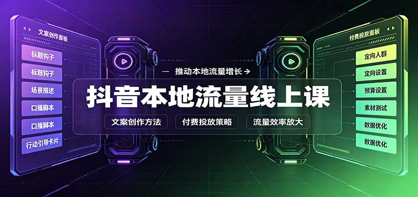 抖音本地流量线上课:账号搭建拍摄剪辑,文案创作与付费投放教学 抖音本地流量线上课:账号搭建拍摄剪辑,文案创作与付费投放教学