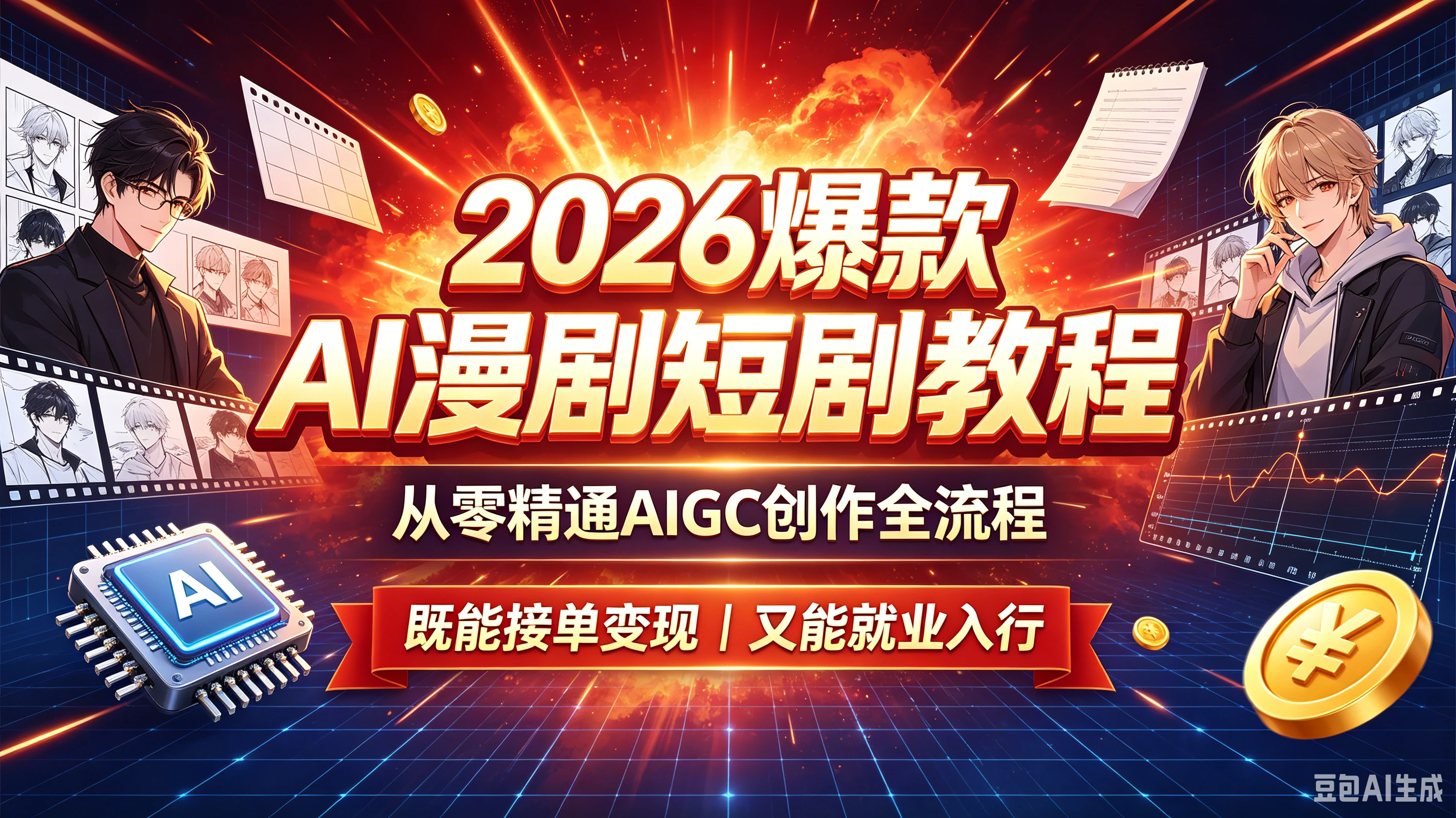 【精】2026 爆款 AI 漫剧短剧教程 从零精通 AIGC 创作全流程 既能接单变现又能就业入行创业吧,副业网,副业项目,网创项目,创业项目,赚钱平台,免费项目分享,手机搬砖,无货源电商,抖音工具箱,搬砖项目,网络赚钱,AI短剧,AI动漫制作创业吧